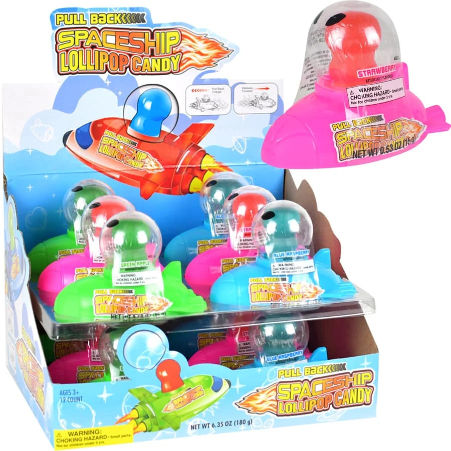 Pull Back Spaceship Lollipop Candy