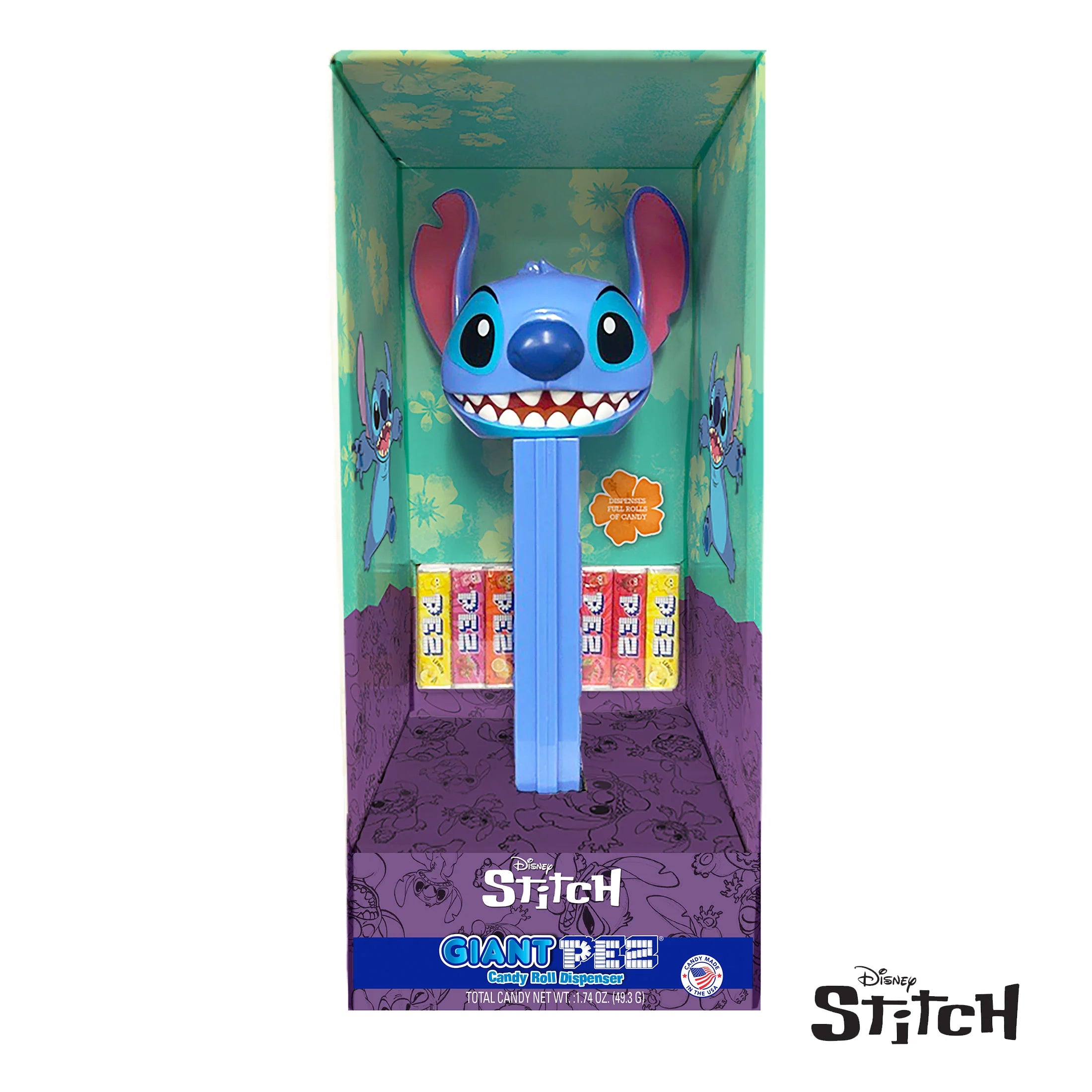 PEZ dispenser with Disney Stitch design in packaging
