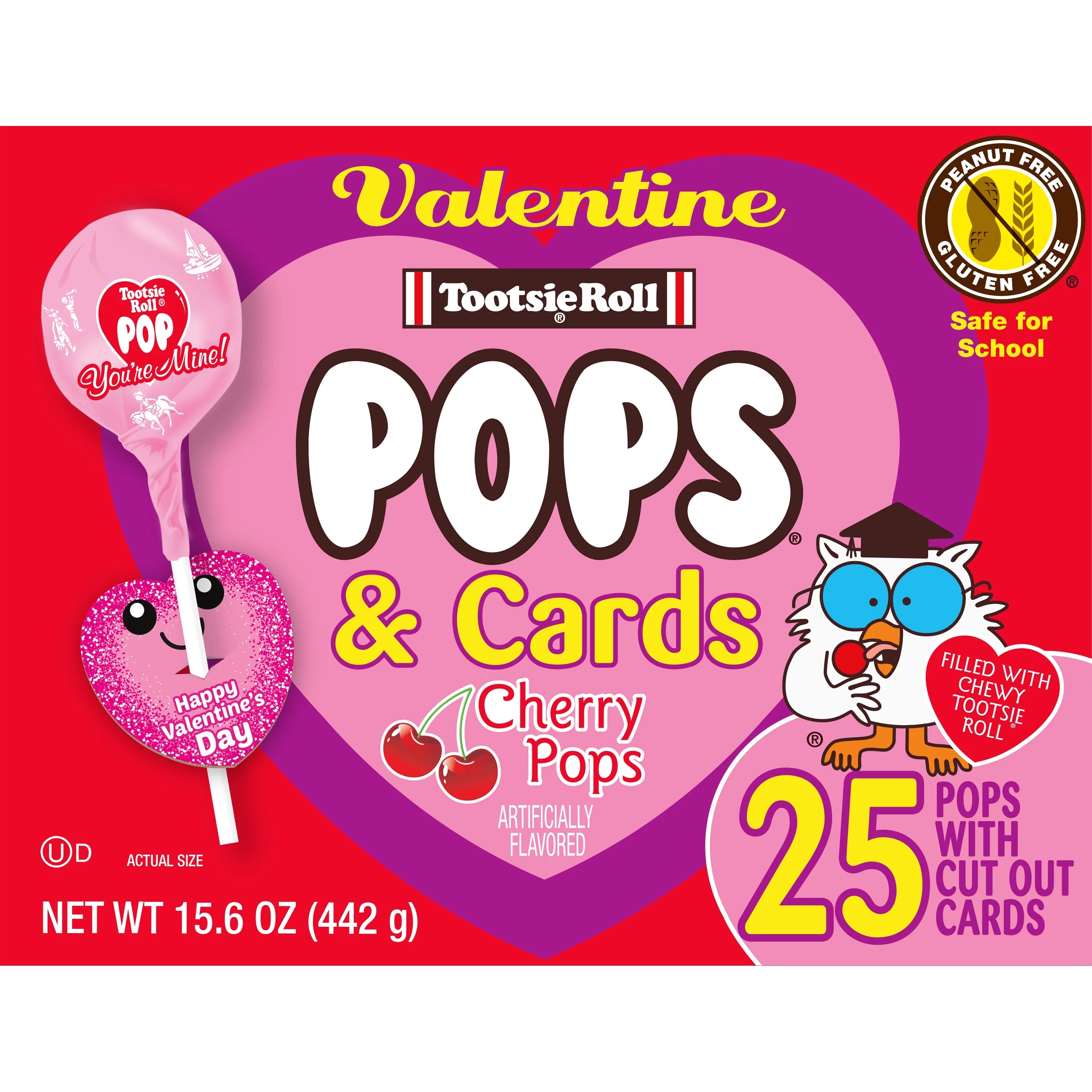 Tootsie Pops With Valentines Cards - 25 Count Box